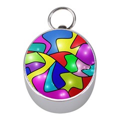 Colorful Abstract Art Mini Silver Compasses by gasi