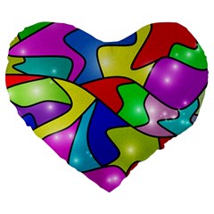 Colorful Abstract Art Large 19  Premium Flano Heart Shape Cushions by gasi