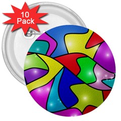 Colorful Abstract Art 3  Buttons (10 Pack)  by gasi