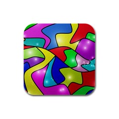 Colorful Abstract Art Rubber Square Coaster (4 Pack) by gasi