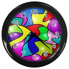 Colorful Abstract Art Wall Clock (black)