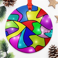 Colorful Abstract Art Round Ornament (two Sides) by gasi