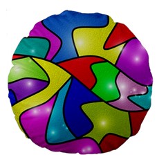 Colorful Abstract Art Large 18  Premium Round Cushions by gasi