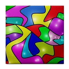 Colorful Abstract Art Tile Coaster by gasi