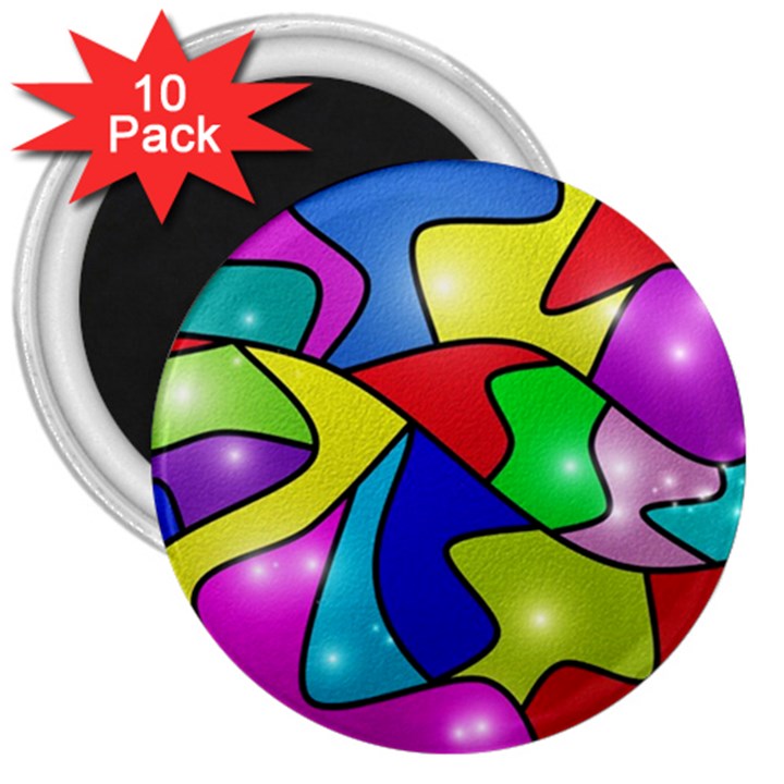 Colorful abstract art 3  Magnets (10 pack) 