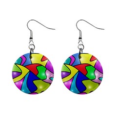 Colorful Abstract Art Mini Button Earrings by gasi