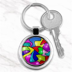 Colorful Abstract Art Key Chain (round) by gasi