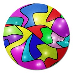 Colorful Abstract Art Magnet 5  (round) by gasi