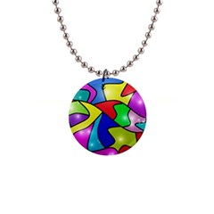 Colorful Abstract Art 1  Button Necklace by gasi