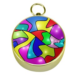 Colorful Abstract Art Gold Compasses by gasi