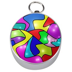 Colorful Abstract Art Silver Compasses by gasi