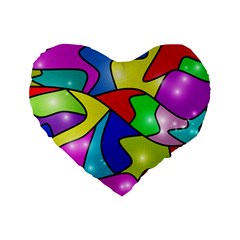 Colorful Abstract Art Standard 16  Premium Flano Heart Shape Cushions by gasi