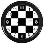 Grid-domino-bank-and-black Wall Clock (Black) Front