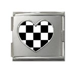 Grid-domino-bank-and-black Mega Link Heart Italian Charm (18mm) Front