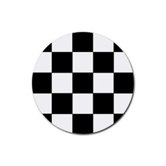 Grid-domino-bank-and-black Rubber Coaster (round) by BangZart