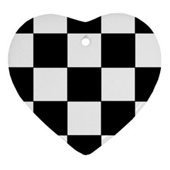 Grid-domino-bank-and-black Heart Ornament (two Sides)