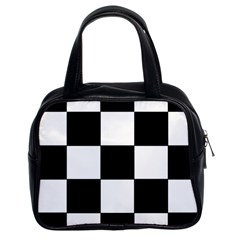 Grid-domino-bank-and-black Classic Handbag (two Sides) by BangZart