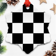 Grid-domino-bank-and-black Snowflake Ornament (two Sides) by BangZart