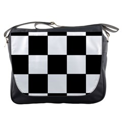 Grid-domino-bank-and-black Messenger Bag by BangZart