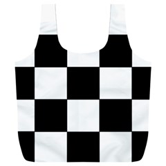 Grid-domino-bank-and-black Full Print Recycle Bag (xxl) by BangZart