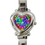 Unique Colorful Design Heart Italian Charm Watch Front