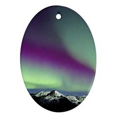 Aurora Stars Sky Mountains Snow Aurora Borealis Ornament (oval) by Uceng