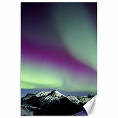 Aurora Stars Sky Mountains Snow Aurora Borealis Canvas 24  X 36 