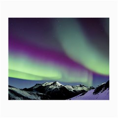 Aurora Stars Sky Mountains Snow Aurora Borealis Small Glasses Cloth (2 Sides) by Uceng