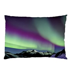 Aurora Stars Sky Mountains Snow Aurora Borealis Pillow Case by Uceng