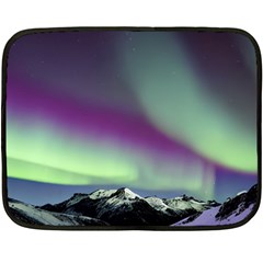 Aurora Stars Sky Mountains Snow Aurora Borealis Fleece Blanket (mini) by Uceng