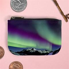 Aurora Stars Sky Mountains Snow Aurora Borealis Mini Coin Purse