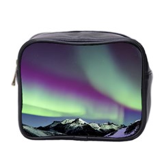 Aurora Stars Sky Mountains Snow Aurora Borealis Mini Toiletries Bag (two Sides)