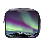 Aurora Stars Sky Mountains Snow Aurora Borealis Mini Toiletries Bag (Two Sides) Front