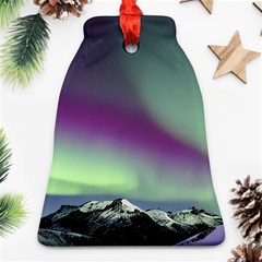 Aurora Stars Sky Mountains Snow Aurora Borealis Ornament (bell) by Uceng