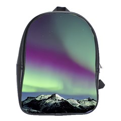 Aurora Stars Sky Mountains Snow Aurora Borealis School Bag (xl) by Uceng