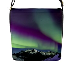 Aurora Stars Sky Mountains Snow Aurora Borealis Flap Closure Messenger Bag (l)