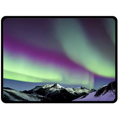 Aurora Stars Sky Mountains Snow Aurora Borealis Double Sided Fleece Blanket (large)