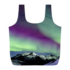 Aurora Stars Sky Mountains Snow Aurora Borealis Full Print Recycle Bag (l) by Uceng