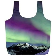 Aurora Stars Sky Mountains Snow Aurora Borealis Full Print Recycle Bag (xl) by Uceng