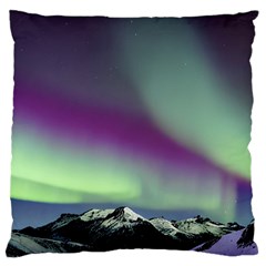 Aurora Stars Sky Mountains Snow Aurora Borealis Large Flano Cushion Case (two Sides) by Uceng