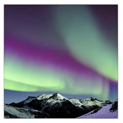 Aurora Stars Sky Mountains Snow Aurora Borealis Square Satin Scarf (36  X 36 ) by Uceng