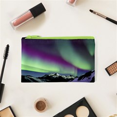 Aurora Stars Sky Mountains Snow Aurora Borealis Cosmetic Bag (xs)