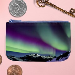 Aurora Stars Sky Mountains Snow Aurora Borealis Large Coin Purse