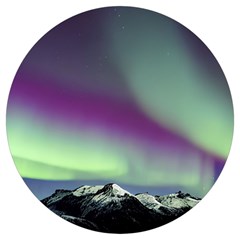 Aurora Stars Sky Mountains Snow Aurora Borealis Round Trivet