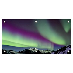 Aurora Stars Sky Mountains Snow Aurora Borealis Banner And Sign 6  X 3  by Uceng