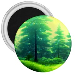 Anime Forrest Nature Fantasy Sunset Trees Woods 3  Magnets