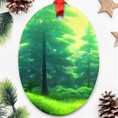 Anime Forrest Nature Fantasy Sunset Trees Woods Ornament (oval)