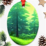 Anime Forrest Nature Fantasy Sunset Trees Woods Ornament (Oval) Front