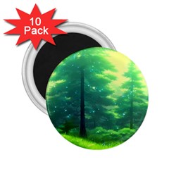 Anime Forrest Nature Fantasy Sunset Trees Woods 2 25  Magnets (10 Pack) 