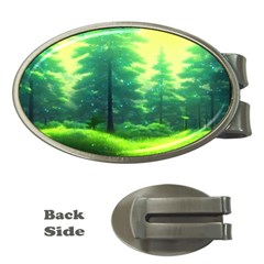 Anime Forrest Nature Fantasy Sunset Trees Woods Money Clips (oval)  by Uceng